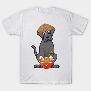 Funny big dog is eating noodles T-Shirt